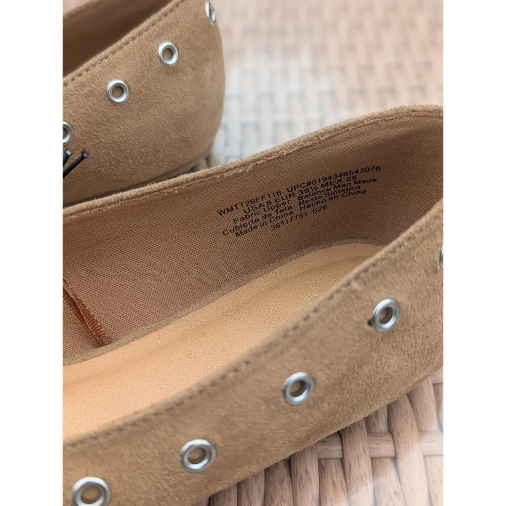 Balletcore Corset Lace Up Flats Time and Tru Size 8 Tan Grommet NWT